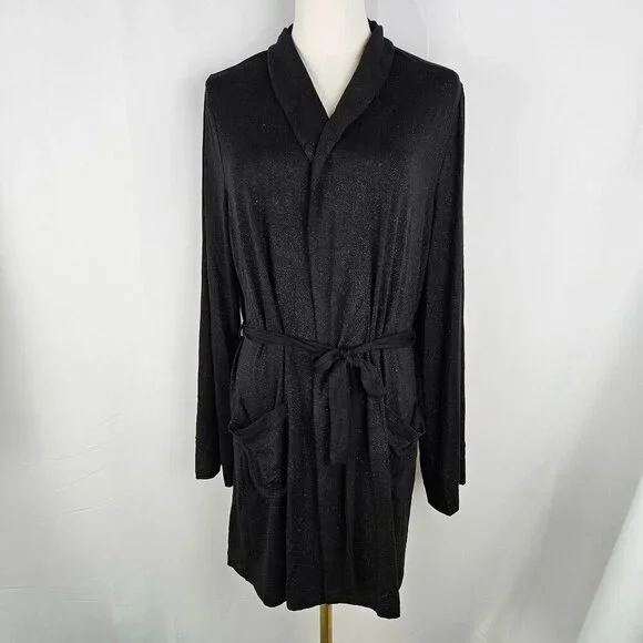 NEW!! Chaser Rock & Roll Glitter Kimono Duster Wrap Jacket M/L Black Sexy Party - Picture 4 of 12